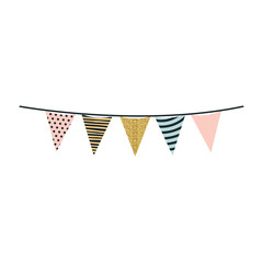 Obraz premium multicolored silhouette decorative pennants party hanging vector illustration