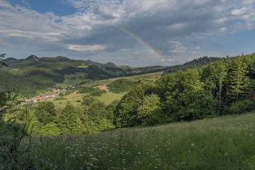Valley near Lesnica village after storm with rainbow © luzkovyvagon.cz