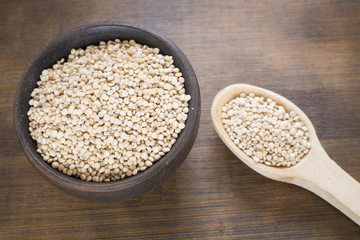 Quinoa seeds in the bowl - Chenopodium quinoa