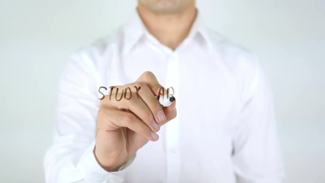Study Abroad, Man Writing on Glass