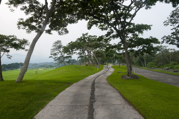 Fototapeta na wymiar Picturesque green golf field. Guatemala