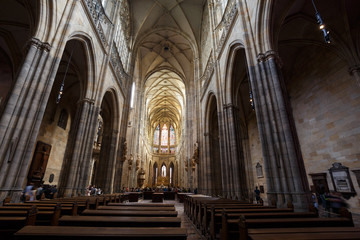 Fototapeta na wymiar Interior of St. Vitus Cathedral in Prague,