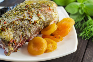 Meat with dried apricots and prunes