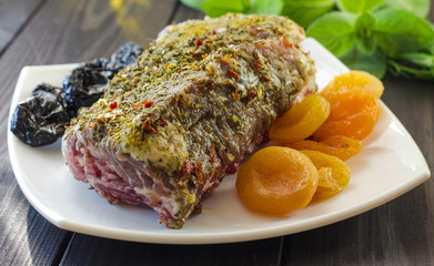 Meat with dried apricots and prunes