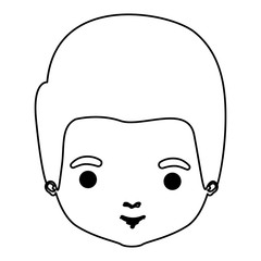 silhouette closeup front view young guy with hairstyle vector illustration