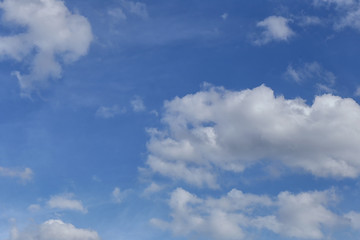 Fototapeta na wymiar Blue sky with bright white clouds in daylight.