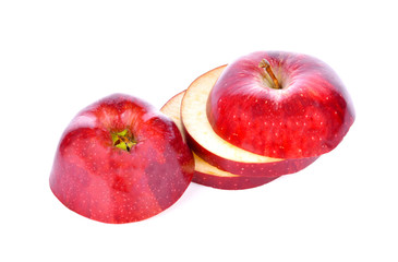 Apple slices on a white background