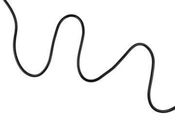 Black power cable line isolated on white background.