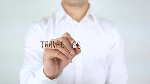 Travel Abroad, Man Writing on Glass