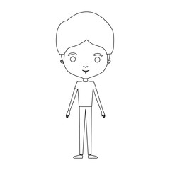 silhouette caricature thin male in clothes with hairstyle vector illustration