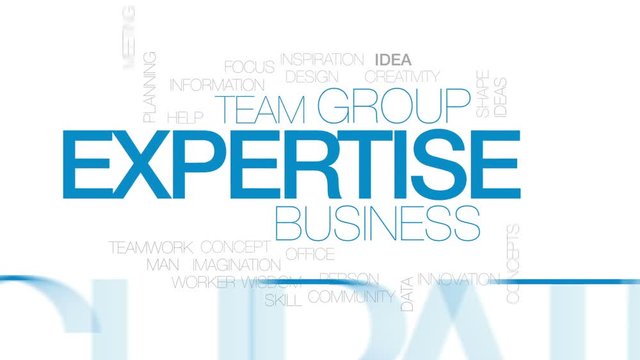 Expertise animated word cloud, text design animation. Kinetic typography.