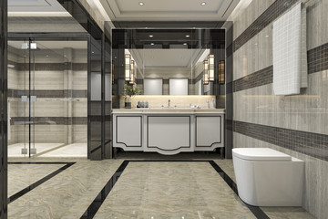 Fototapeta na wymiar 3d rendering modern loft bathroom with luxury tile decor