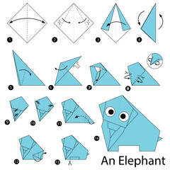step by step instructions how to make origami An Elephant 