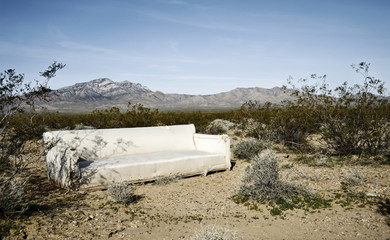 abandoned couch, mojave desert