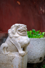 stone lion carving