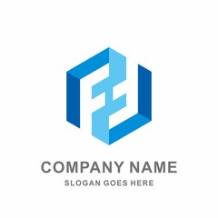 Monogram Letter F Geometric Infinity Hexagon Cube Architecture Construction Business Company Stock Vector Logo Design Template 