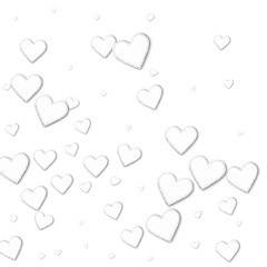 Cutout white paper hearts. Abstract mess with cutout white paper hearts on white background. Vector illustration.