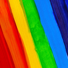 Abstract acrylic hand painted background. Watercolor rainbow flag. Symbol of lgbt, peace and pride.