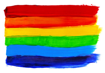 Abstract acrylic hand painted background. Watercolor rainbow flag. Symbol of lgbt, peace and pride. - 165504937