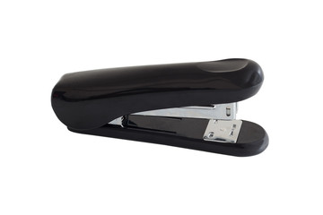 Black stapler isolated on a white background with clipping path.