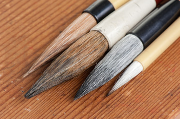 closeup writing brush