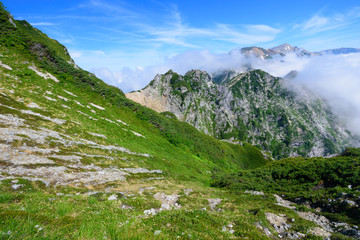 北アルプス　不帰キレット　唐松岳頂上からの眺め