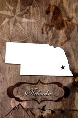Poster Nebraska state map outline