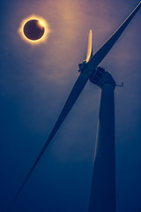 Amazing scientific natural phenomenon. Total solar eclipse glowing on sky.