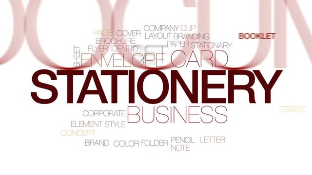 Stationery animated word cloud, text design animation. Kinetic typography.