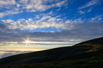 夕日と雲海　白山室堂からの眺め