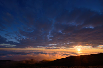夕日と雲海　白山室堂からの眺め