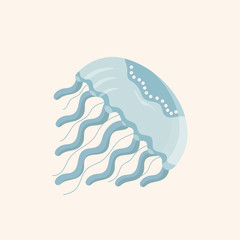 Cute cartoon jellyfish character.