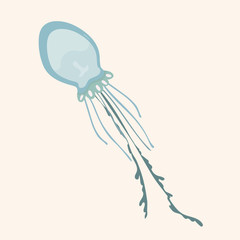 Cute cartoon jellyfish character.