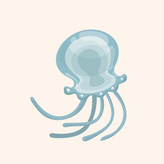 Cute cartoon jellyfish character.