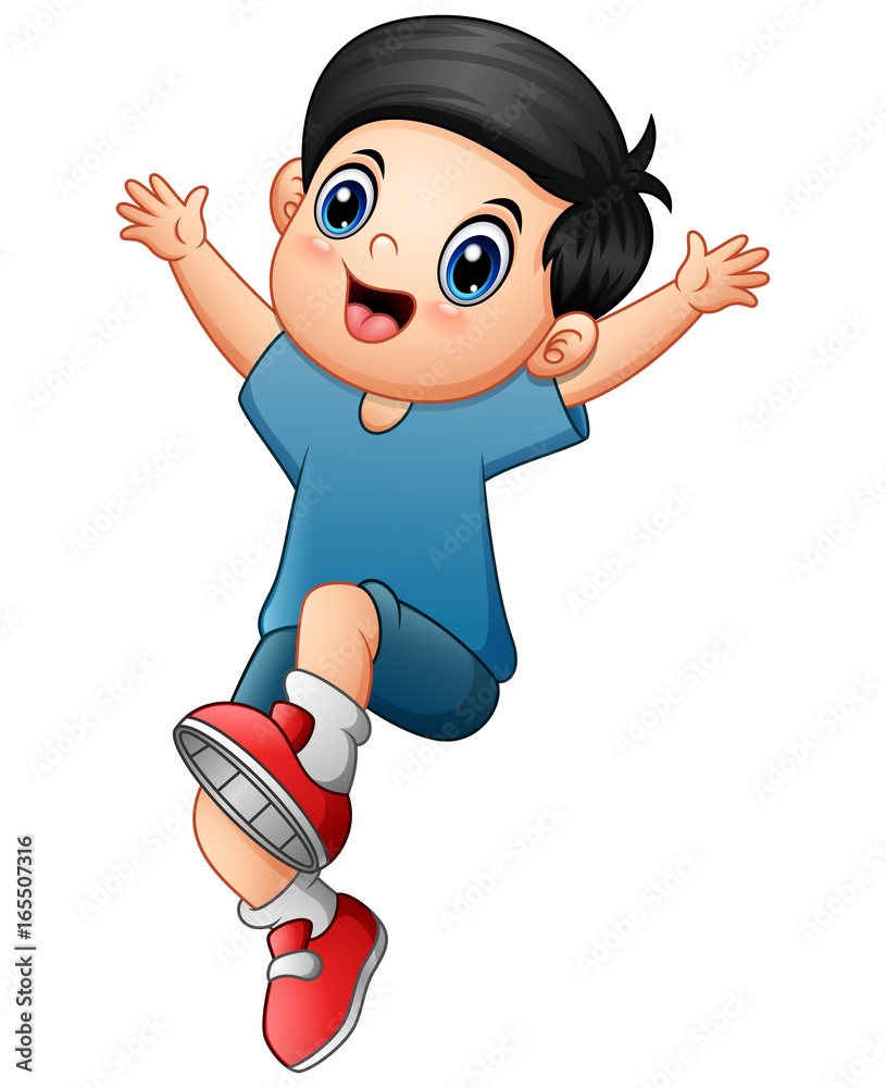 Poster happy boy cartoon