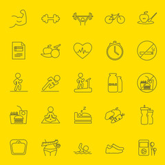 healthy lifestyle thin line icons