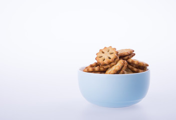 cookie biscuits with filling on background