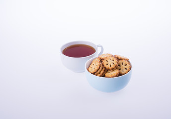cookies or Tea and cookies on background.