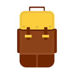 Tourist backpack or hike bags, knapsacks icon. Vector illustration, flat design.