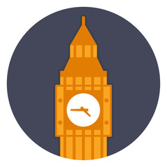 Illustration symbol for England tourist spot Big Ben Clock tower