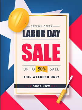 Labor day sale promotion advertising banner template.American labor day wallpaper.voucher discount.Vector illustration .