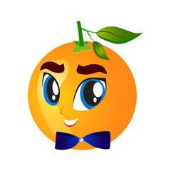 Cartoon Illustration of an Orange with a Happy face