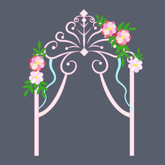 Wedding arch with flowers. Vector illustration