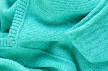 Luxury cashmere pullover mint colors. Close up