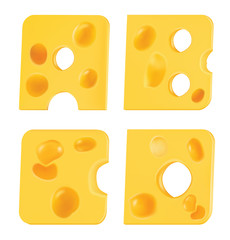Letters from pieces of cheese. A, B, C, D. Vector illustration