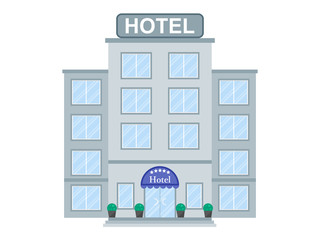 Hotel Building Icon Flat Vector