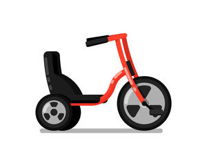 Kids tricycle icon. Pedal bike for boy or girl, children toy isolated vector illustration in flat design.