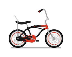 Kids bicycle for boy icon. Modern pedal bike, children toy isolated vector illustration in flat design.