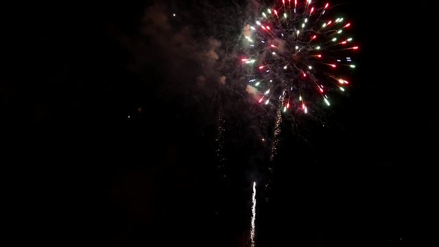 Motion of firework display on Canada day for celebrating Canada 150 years