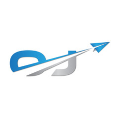 OJ initial letter logo origami paper plane